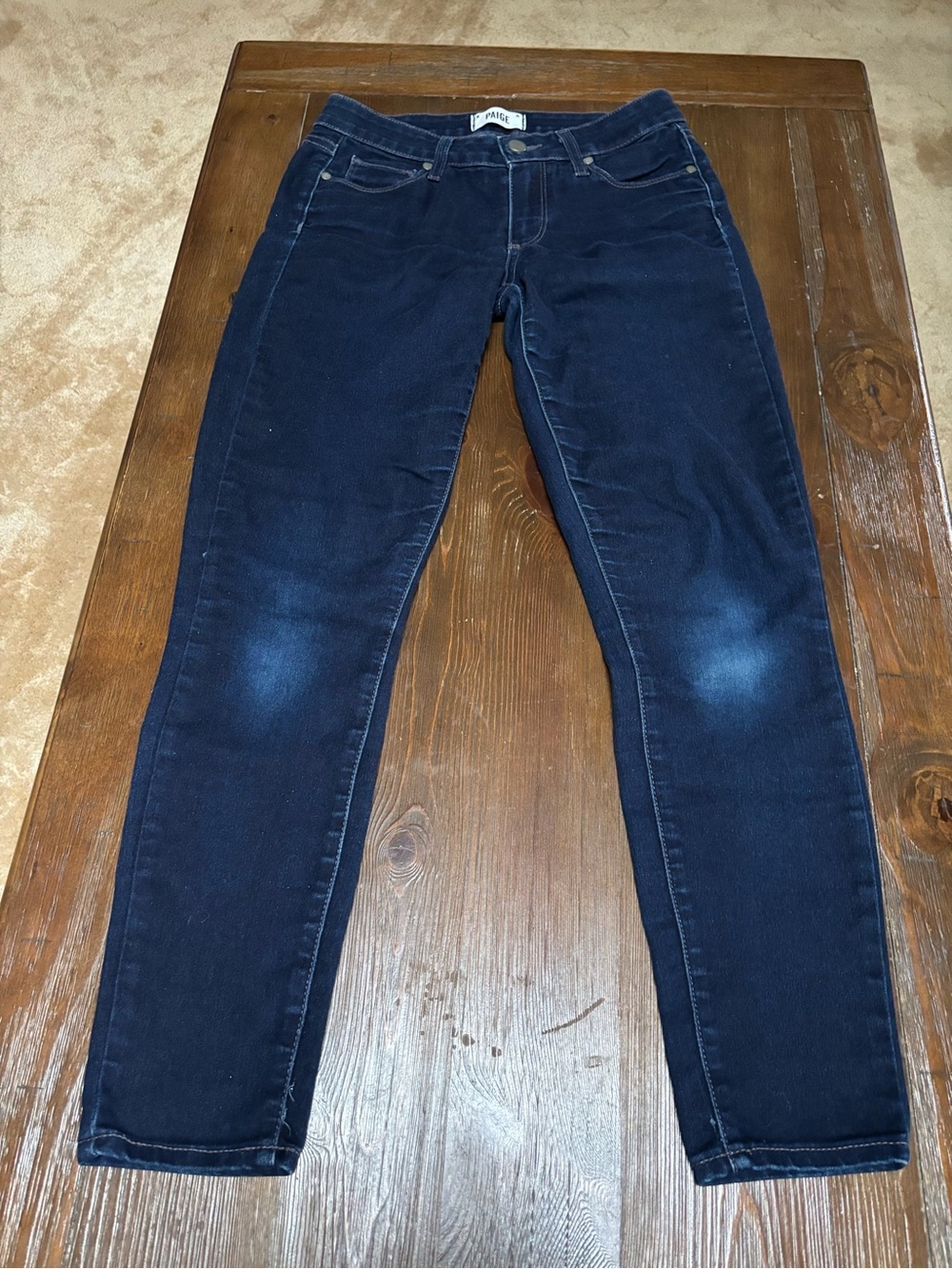 PAIGE VERDUGO ULTRA SKINNY Dark Blue Jeans SIZE 27 Cropped Ankle Mid Rise